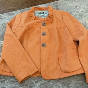 J Crew Orange Cropped Wool Jacket size 10